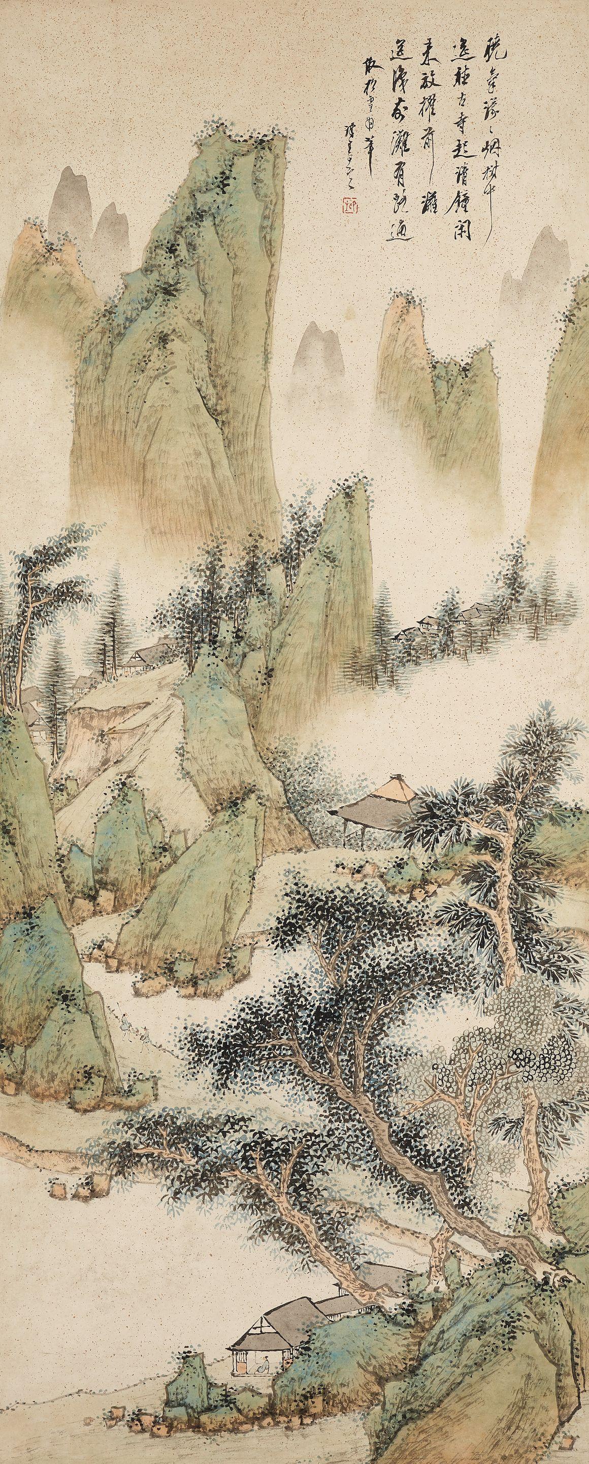 Zhu Angzhi - Blue and Green Landscape in the style of Zhao Mengfu