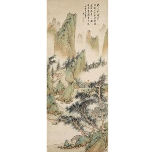 Zhu Angzhi - Blue and Green Landscape in the style of Zhao Mengfu