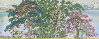 Zhu Danian - Pine, Bamboo And Plum Blossoms (Quadriptych)