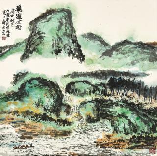 Zhu Qizhan - Boating by Lush Mountains