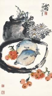 Zhu Qizhan - Chrysanthemums And Loquats