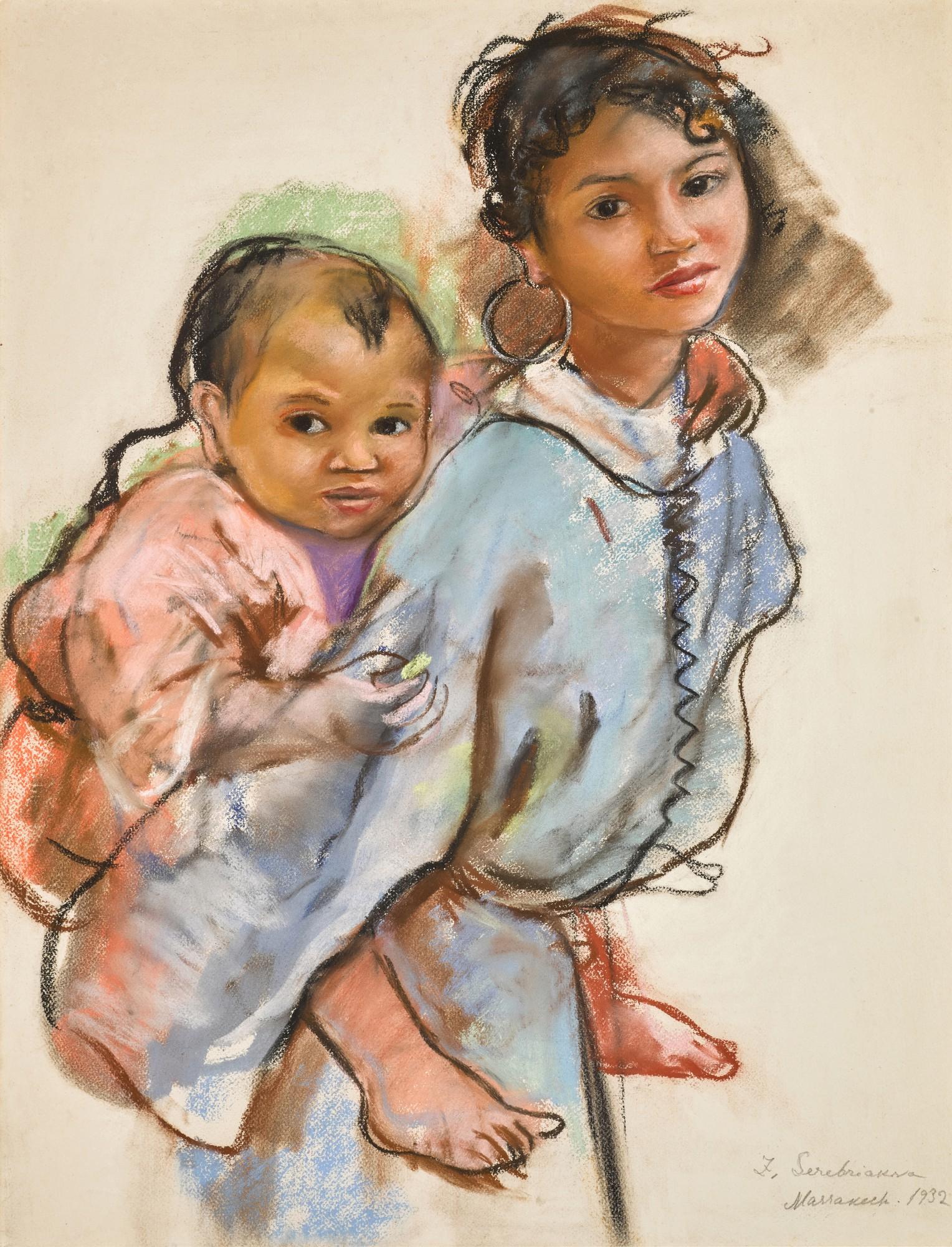 Zinaida Evgenievna Serebriakova - Moroccan Girl and Infant