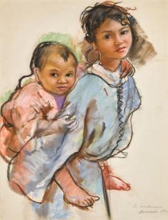 Zinaida Evgenievna Serebriakova - Moroccan Girl and Infant