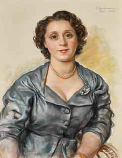 Zinaida Evgenievna Serebriakova - Portrait of a Woman Wearing a Pearl Necklace