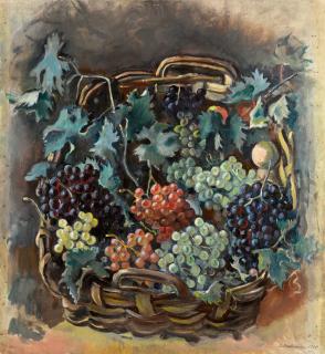 Zinaida Evgenievna Serebriakova - Still Life With Basket Of Grapes