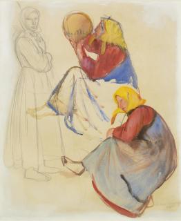 Zinaida Evgenievna Serebriakova - Study Of Three Peasant Women