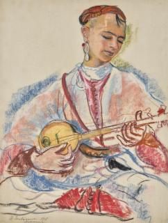 Zinaida Evgenievna Serebriakova - Young Morrocan Playing The Rubab