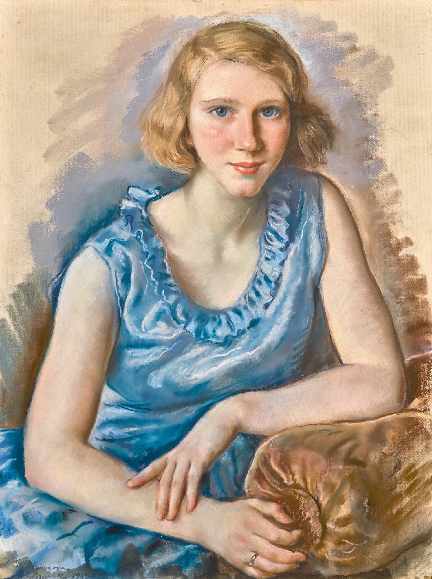 Zinaida Evgenievna Serebriakova - Young Woman In A Blue Dress