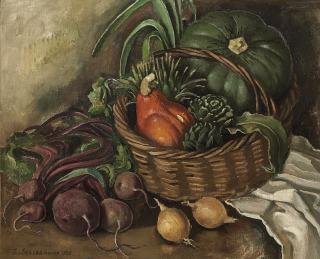 Zinaida Serebriakova - Still life with onions, beetroot and artichoke
