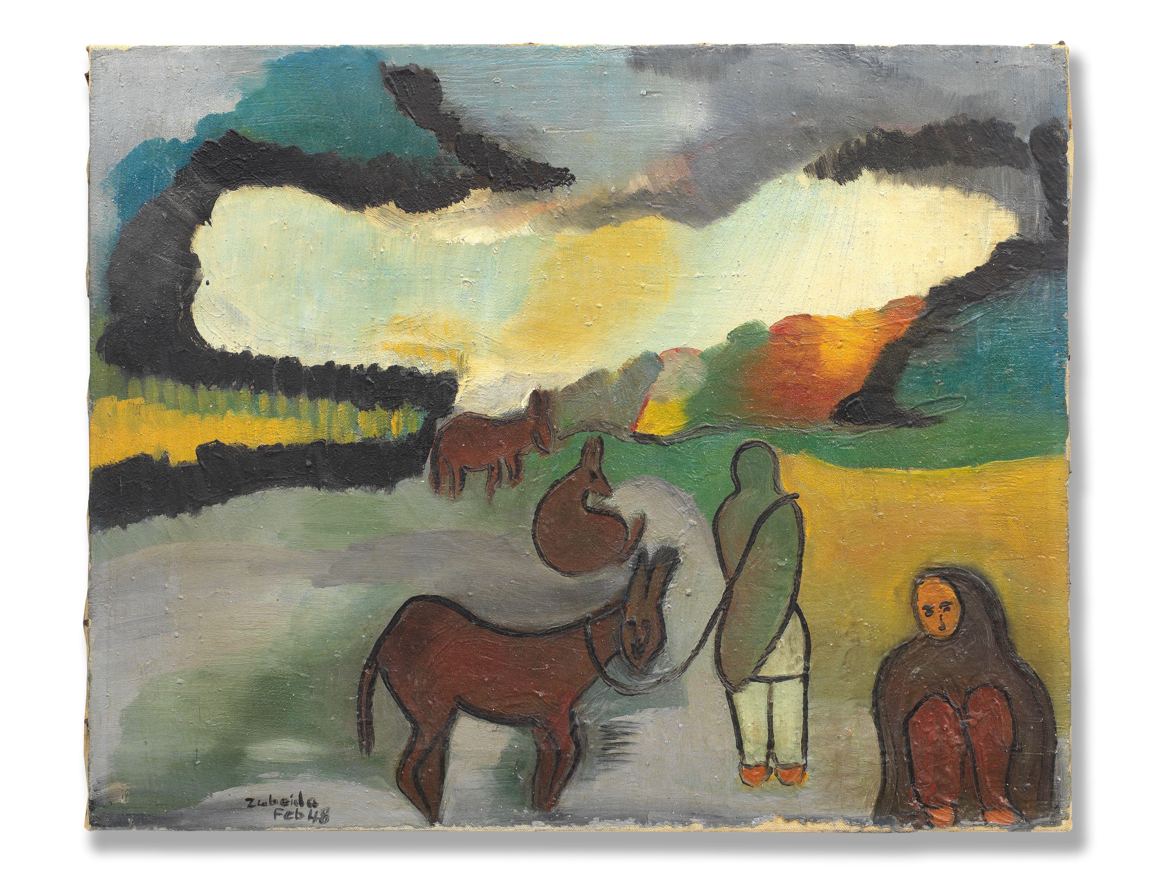 Zubeida Agha - Untitled (Village Scene)