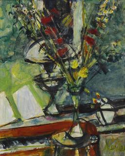 Zygmund Menkes - Bouquet Of Flowers With Lamp And Piano, Version Ii